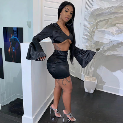Women's Crop Top & Mini Skirt Set