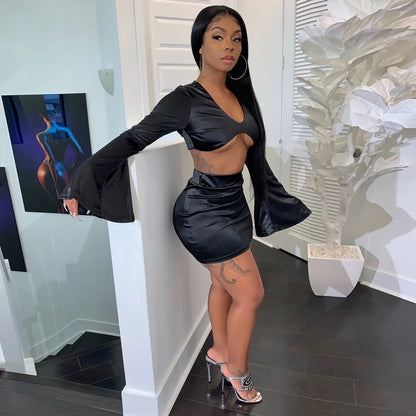 Women's Crop Top & Mini Skirt Set