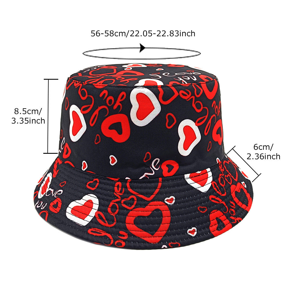 Heart Love Pattern Bucket Hat Women