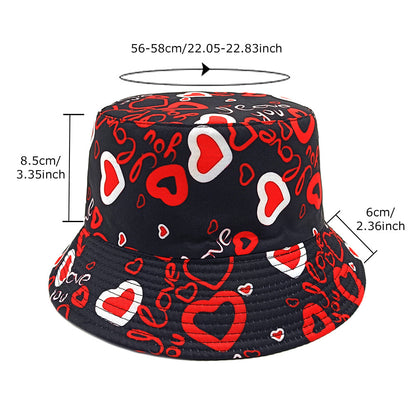 Heart Love Pattern Bucket Hat Women